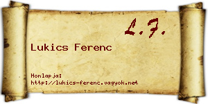 Lukics Ferenc névjegykártya
